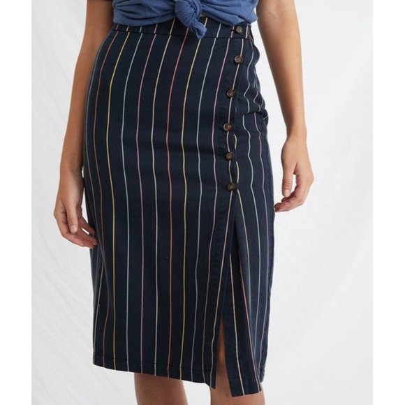 NWT Marine Layer Cecille Skirt in Navy Multi Stripe X-Small - Picture 8 of 8